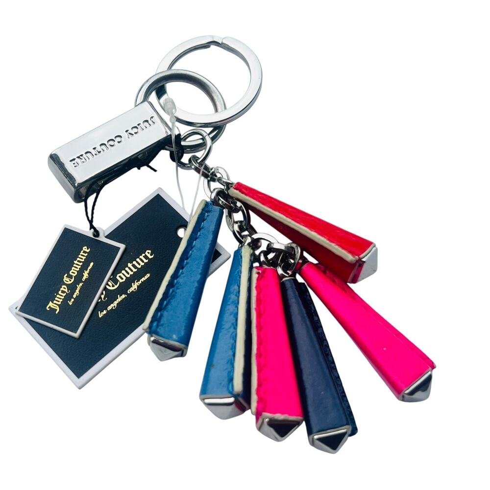 NWT Juicy Couture Multi 3D Tassel Keychain Bag Charm Bars Stud Keyfob